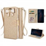 Wholesale Ribbon Bow Crystal Diamond Wallet Case for Samsung Galaxy A71 5G (Gold)